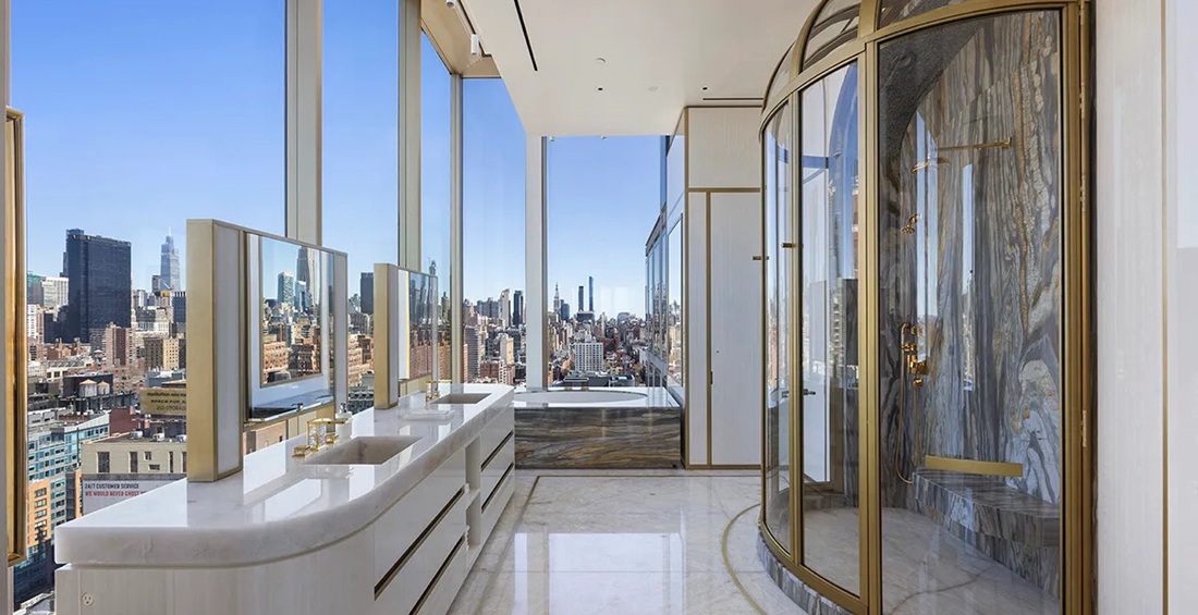 Eén van de kamers in het penthouse in New York City